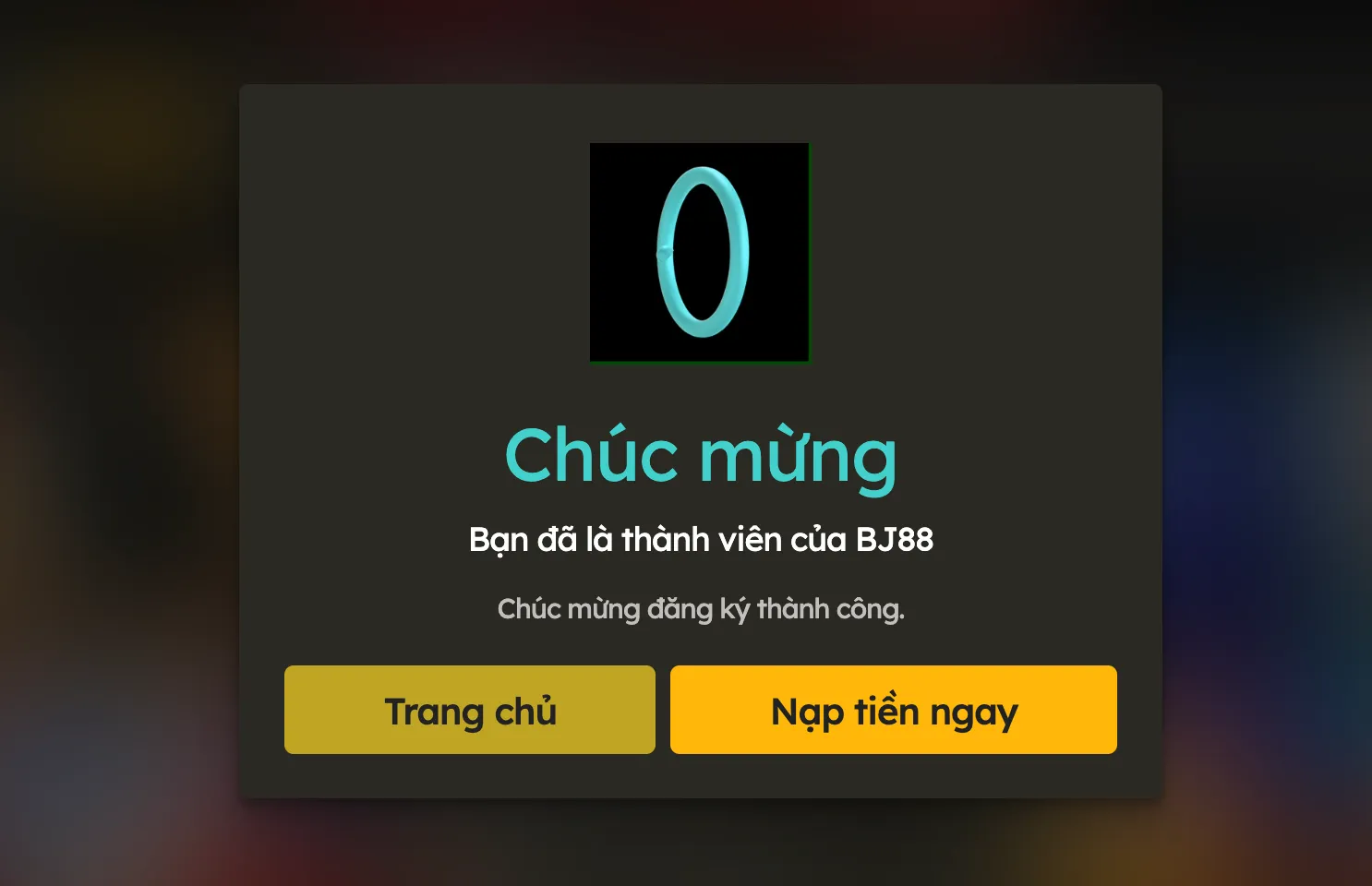 BJ88 - Xác nhận thành công, sẵn sàng sử dụng tài khoản Thông báo đăng ký thành công tài khoản tại BJ88