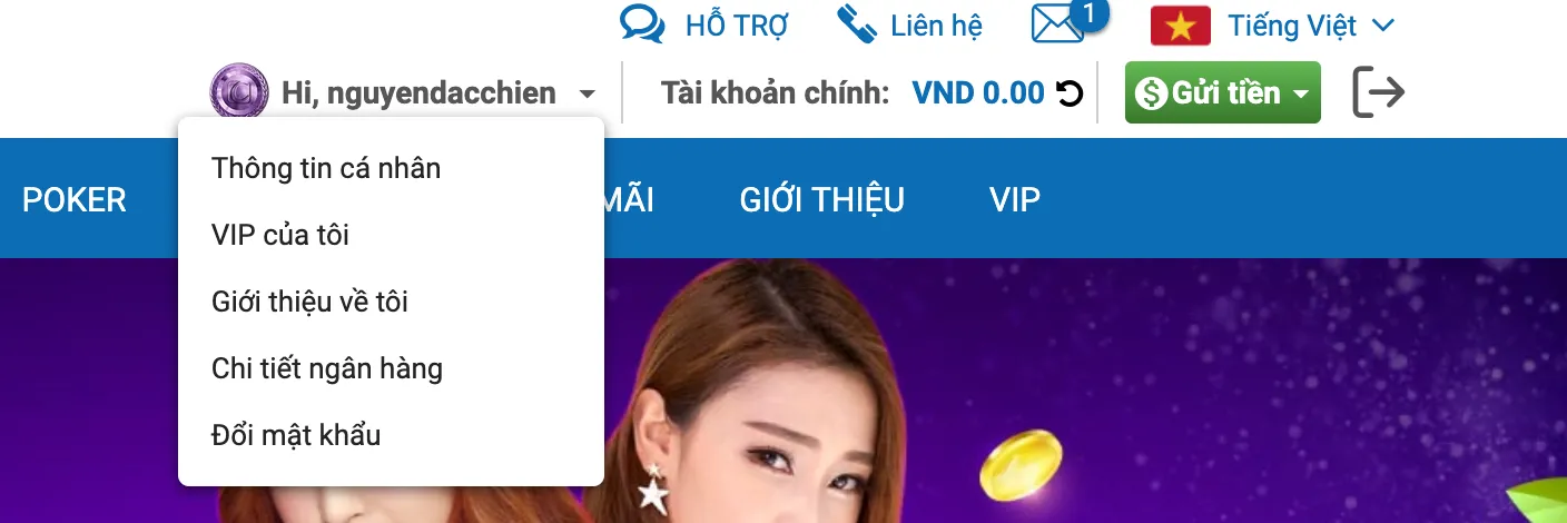 CMD368 - Giao diện người dùng sau khi đăng ký thành công